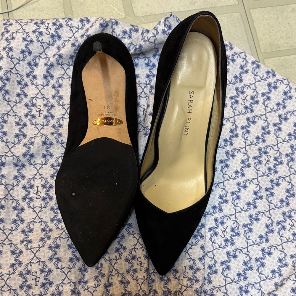 Sarah Flint Black Suede Heels